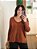 Blusa Tricô Decote V Marrom Feminina - Imagem 1