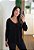 Blusa Tricô Decote V Preta Feminina - Imagem 3
