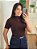 Camiseta Gola Alta Viscose Marrom - Imagem 5