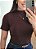 Camiseta Gola Alta Viscose Marrom - Imagem 3