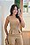 Blusa Risca de Giz Peplum Areia - Imagem 1