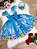 Vestido Infantil Temático Cinderela Azul Luxo - Imagem 6