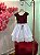 VESTIDO DE FESTA MARSALA COM BRANCO - Imagem 1