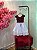 VESTIDO DE FESTA MARSALA COM BRANCO - Imagem 2