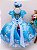 Vestido Infantil Frozen Azul Luxo Princesas - Imagem 5