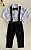 Conjunto Social Infantil Branco com Preto Longo no Linho - Imagem 2