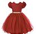 Vestido Infantil Vermelho Nervuras Strass - Imagem 1