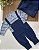 Saída Maternidade de Tricô Jardineira Azul Jeans - Imagem 1