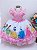Vestido Infantil Princesas Rosa Disney Com Tiara - Imagem 1