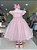 Vestido de Festa Infantil Rosa com Aplique Flores - Imagem 1