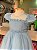 Vestido Infantil de Festa Azul Aplique Flores - Imagem 7
