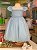 Vestido Infantil de Festa Azul Aplique Flores - Imagem 6