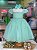 Vestido de Festa Infantil Verde Tifanny Aplique Flores - Imagem 3