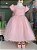 Vestido de Festa Infantil Rosa Aplique com Nervuras - Imagem 2