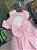 Vestido de Festa Infantil Rosa Aplique com Nervuras - Imagem 4