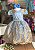 Vestido Infantil Azul com Renda Dourada Realeza Luxo - Imagem 1