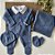 Kit Saida Maternidade de Tricô Masculina Completa Azul Jeans - Imagem 1