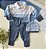 Kit Saida Maternidade de Tricô Masculina Completa Tricolor Azul - Imagem 1