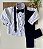 Conjunto Social Infantil Branco com Azul Marinho Longo no Linho Batizado - Imagem 2