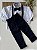 Conjunto Social Infantil Branco com Azul Marinho Longo no Linho Batizado - Imagem 3