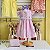 Vestido Infantil Artesanal Bordado a mão Listras Rosa - Imagem 1