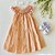 Vestido Bebê Artesanal Casinha de Abelha Laranja | Bordado Delicado à Mão | Clássico, Elegante e Confortável - Imagem 1