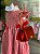 Vestido Infantil Artesanal Bordado a mão Vermelho Listras - Imagem 4
