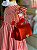 Vestido Infantil Artesanal Bordado a mão Vermelho Listras - Imagem 3