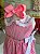Vestido Infantil Artesanal Bordado a mão Rosa Listras Golinha - Imagem 3