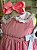 Vestido Infantil Artesanal Bordado a mão Rosa Listras Golinha - Imagem 2