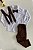 Conjunto Social Infantil Branco com Marrom Longo no Linho Pagem - Imagem 2