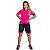 Macaquinho ciclismo bike manga curta feminino forro gel - Rosa Neon - Imagem 5