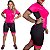 Macaquinho ciclismo bike manga curta feminino forro gel - Rosa Neon - Imagem 6