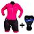 Macaquinho ciclismo bike manga Longa feminino forro gel - Rosa Neon - Imagem 2