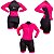 Macaquinho ciclismo bike manga Longa feminino forro gel - Rosa Neon - Imagem 7