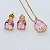 Conjunto Gota Rosa  Banhado a Ouro 18k - Imagem 1
