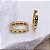 Argola Cravejada Retangula Cravejada 25mm Banhada em Ouro - Imagem 4
