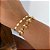 Pulseira Delicada Pérolas e Folhas Banhada em Ouro - Imagem 1