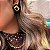 Brinco Quadrado Marrom Cabochão Espelhado Banhado Ouro - Imagem 2