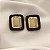 Brinco Quadrado Marrom Cabochão Espelhado Banhado Ouro - Imagem 3