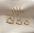 Trio Argola Triangular Cravejada 1 Filete Banhado Ouro - Imagem 1