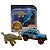 Kit Jurassic Era - Dinossauro Emborrachado Com Carrinho Metal Azul - Imagem 1
