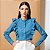 Camisa de babados, poá jeans feminina - Imagem 1