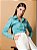 Camisa ajustada de tricoline verde feminina - Imagem 1