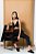 Top cropped sarja preta feminino - Imagem 2