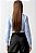 Camisa azul nuvem de tricoline com pences, ajustada feminina - Imagem 3