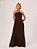 Vestido Agatha Chifon Fluido Marrom - Imagem 1