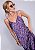 Vestido Irene Acetinado Estampado Roxo e Azul - Imagem 1