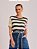Blusa Carmen Tricot Listrada Off White e Verde - Imagem 1