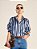 Camisa Monise Acetinada Listrada Marinho e Cinza - Imagem 1